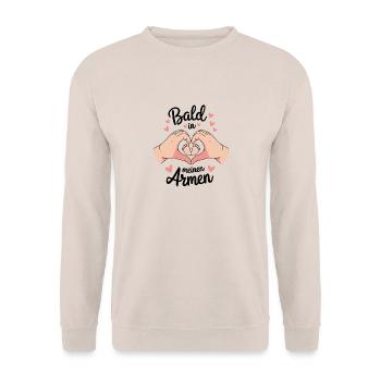 Geburt Schwanger - Bald in meinen Armen - Unisex Pullover - Sand - Vorne - Alina (178cm) & Michal (187cm)