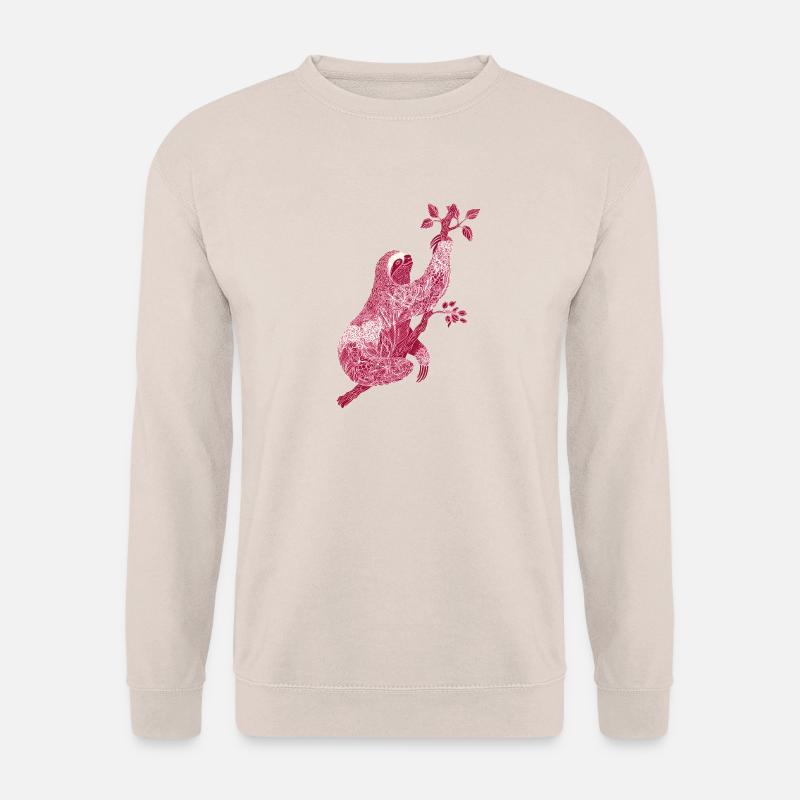 Faultier mit rotem Blumenmuster – Line Art - Unisex Pullover - Sand