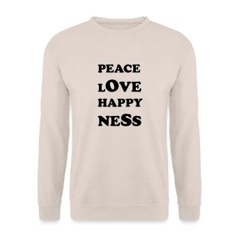 peace love happyness - Unisex Pullover - Sand - Vorne - Alina (178cm) & Michal (187cm)