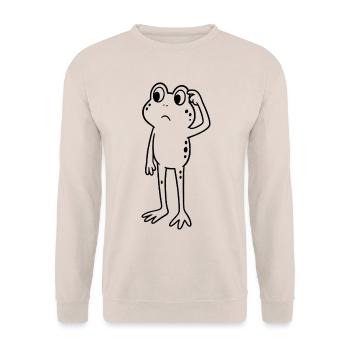 Frosch grübeln überlegen - Unisex Pullover - Sand - Vorne - Alina (178cm) & Michal (187cm)