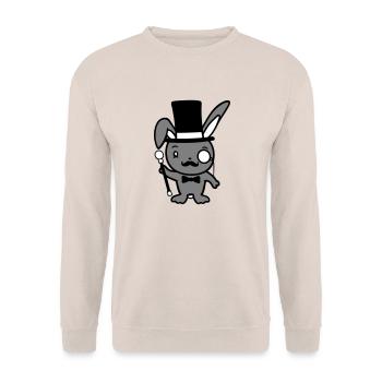 Mr. Bunny Gentleman Chapeau haut de forme Monocle Lunettes - Sweat-shirt Unisexe - sable - Devant - Alina (178cm) & Michal (187cm)