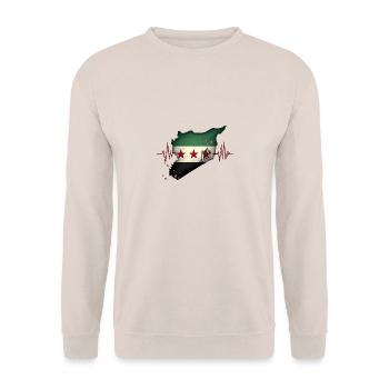 syrien flagge - Herzstück - Unisex Pullover - Sand - Vorne - Alina (178cm) & Michal (187cm)