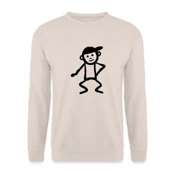 Lustiges Strichmännchen - Unisex Pullover - Sand - Vorne - Alina (178cm) & Michal (187cm)