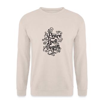 Peace - Love - Vegan - Unisex Pullover - Sand - Vorne - Alina (178cm) & Michal (187cm)