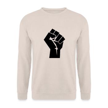 Raised Fist Logo - Unisex Sweatshirt - sand - Front - Alina (178cm) & Michal (187cm)