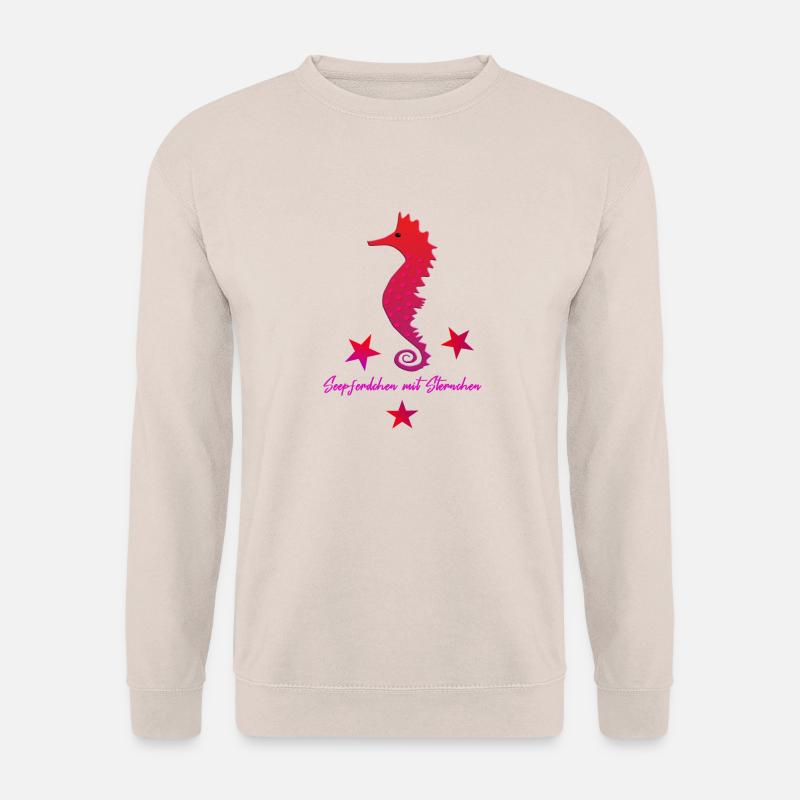 rotes Seepferd mit Sternchen - Unisex Pullover - Sand