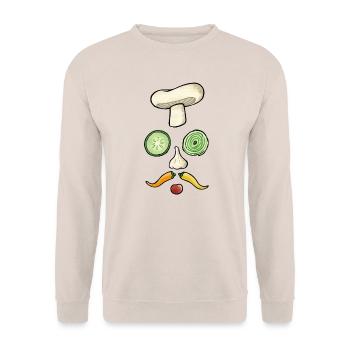 Koch als Gemüsegesicht - Unisex Pullover - Sand - Vorne - Alina (178cm) & Michal (187cm)