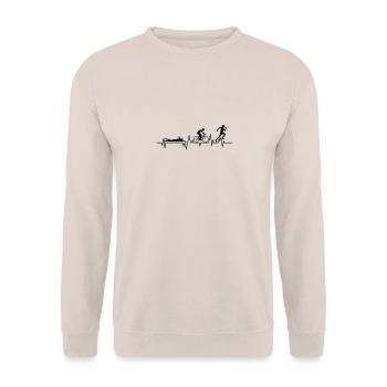Triathlon Laufen Schwimmen Radfahren - Unisex Pullover - Sand - Vorne - Alina (178cm) & Michal (187cm)