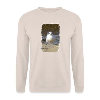 Foto Möwe an der Nordsee Wattvogel  - Unisex Pullover - Sand - Vorne - Alina (178cm) & Michal (187cm)