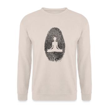 Yoga wellness - workout - Namaste - fingerprint - Unisex Sweatshirt - sand - Front - Alina (178cm) & Michal (187cm)