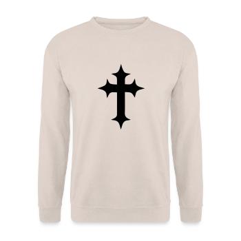 cross - Unisex Sweatshirt - sand - Front - Alina (178cm) & Michal (187cm)