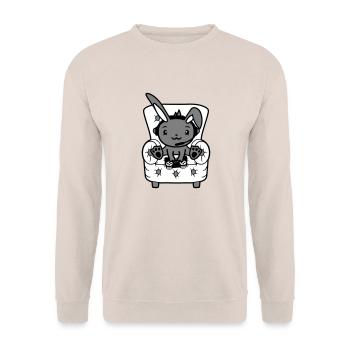 Hase spielt Controller Konsole Headset Gamer Nerd - Unisex Pullover - Sand - Vorne - Alina (178cm) & Michal (187cm)