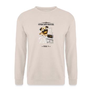Sprichwort Morgenstund hat Gold im Mund - Unisex Pullover - Sand - Vorne - Alina (178cm) & Michal (187cm)