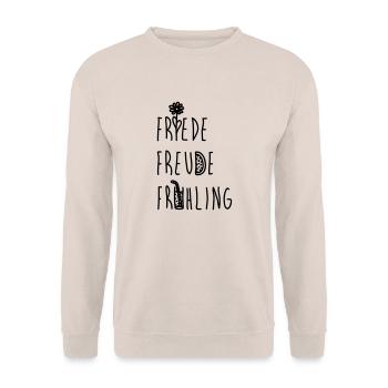 Friede Freude Frühling - Unisex Pullover - Sand - Vorne - Alina (178cm) & Michal (187cm)
