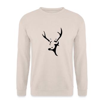 Hirschkopf - Unisex Pullover - Sand - Vorne - Alina (178cm) & Michal (187cm)