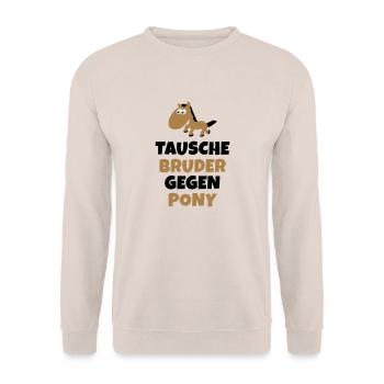Tausche Bruder gegen Pony - Unisex Pullover - Sand - Vorne - Alina (178cm) & Michal (187cm)