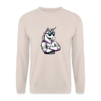 Bande dessinée Licorne - Sweat-shirt Unisexe - sable - Devant - Alina (178cm) & Michal (187cm)