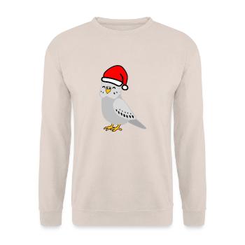 Christmas - Festive Gray Budgie - Unisex Sweatshirt - sand - Front - Alina (178cm) & Michal (187cm)
