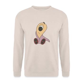 Sweet sad baby alien looking for mom - Unisex Sweatshirt - sand - Front - Alina (178cm) & Michal (187cm)