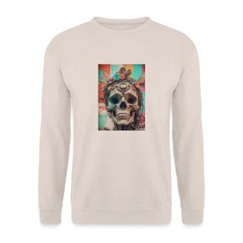 Color Skull 70´s - Unisex Pullover - Sand - Vorne - Alina (178cm) & Michal (187cm)