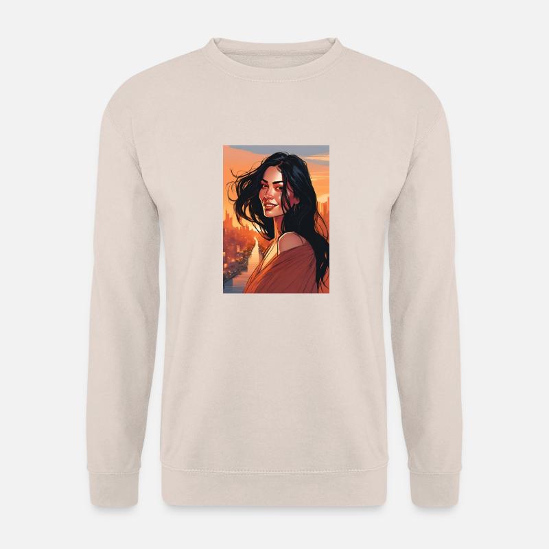 schwarze haarige schne Frau - Unisex Pullover - Sand