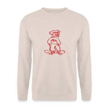 Graffiti Skater Engel Hipster Hip Hop Streetwear - Unisex Pullover - Sand - Vorne - Alina (178cm) & Michal (187cm)