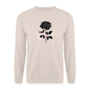 Schwarze Rose und rosa Band - Unisex Pullover - Sand - Vorne - Alina (178cm) & Michal (187cm)
