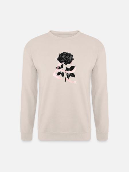 Schwarze Rose und rosa Band - Unisex Pullover - Sand