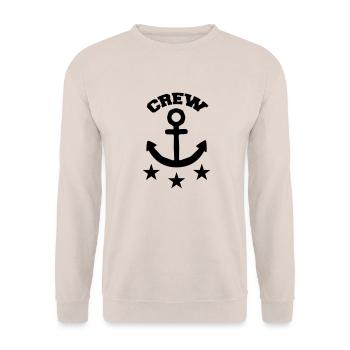 Crew Text mit Anker und 3 Sternen für Segel Teams - Unisex Pullover - Sand - Vorne - Alina (178cm) & Michal (187cm)