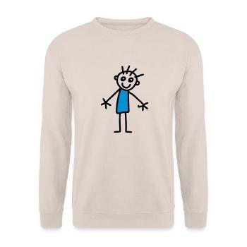 Strichmännchen Kinderzeichnung - V2 - Unisex Pullover - Sand - Vorne - Alina (178cm) & Michal (187cm)