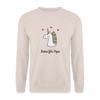BONNE FÊTE PAPA. PAPA. FÊTE DES PÈRES. BONNE FÊTE - Sweat-shirt Unisexe - sable - Devant - Alina (178cm) & Michal (187cm)