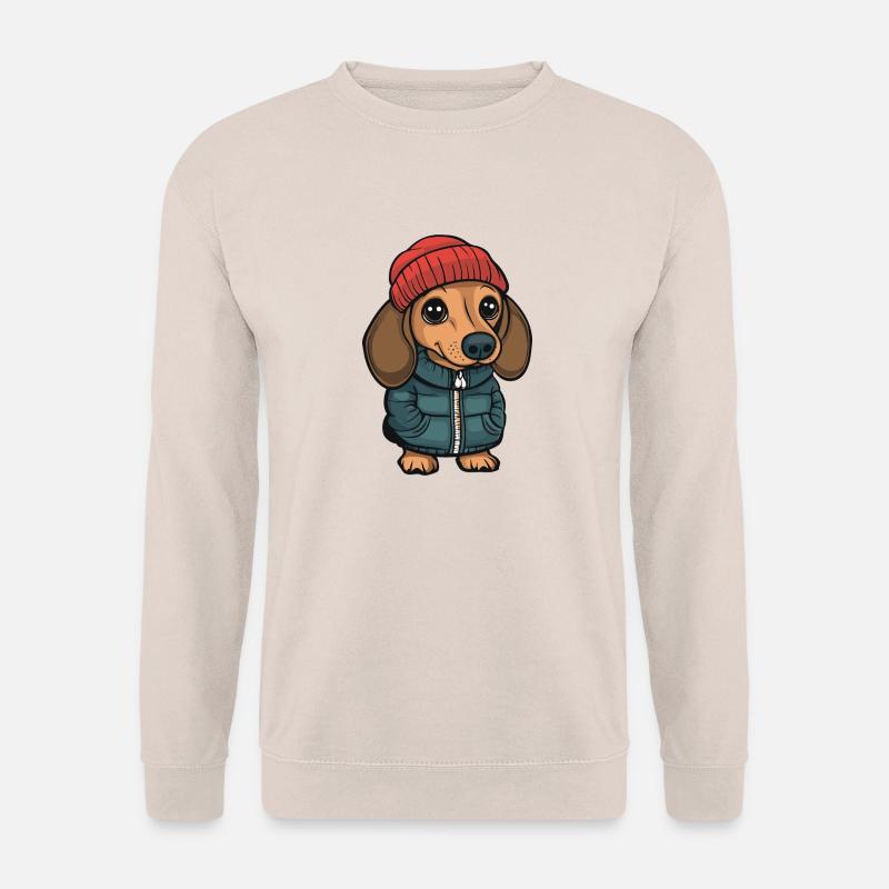Dackel Dachshund Cartoon - Unisex Pullover - Sand