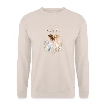 Vintage-Zwilinge-Sternzeichen-Astrologie-Horoskopzeichen - Unisex Pullover - Sand - Vorne - Alina (178cm) & Michal (187cm)