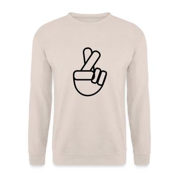 crossed fingers - Unisex Pullover - Sand - Vorne - Alina (178cm) & Michal (187cm)