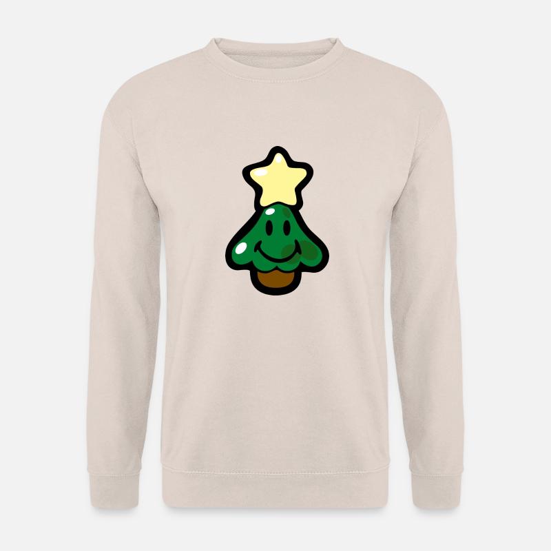 Smiley Christmas Tree with Star - Unisex Sweatshirt - sand
