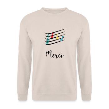 MERCI. MAÎTRESSE. MAÎTRE. MERCI MAÎTRESSE. MUSIQUE - Sweat-shirt Unisexe - sable - Devant - Alina (178cm) & Michal (187cm)