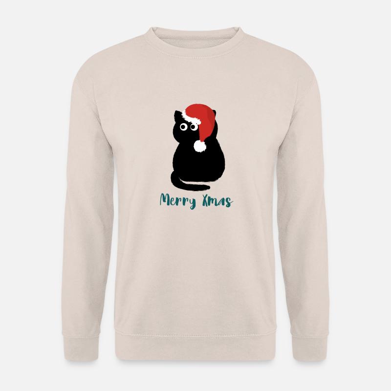 Xmas Katze Weihnachtsmütze - Unisex Pullover - Sand