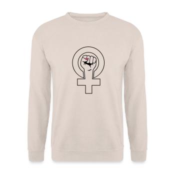 feministin - Unisex Pullover - Sand - Vorne - Alina (178cm) & Michal (187cm)