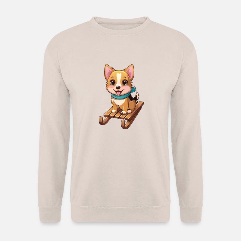 Lustiger Hund mit Schlitten - Unisex Pullover - Sand