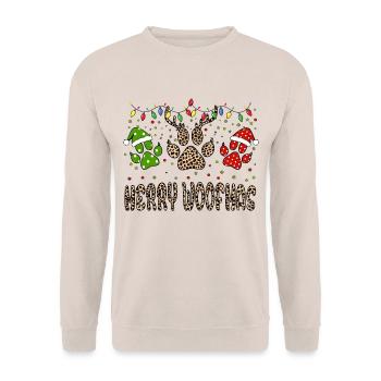 MERRY woofmas, Christmas dog - Unisex Sweatshirt - sand - Front - Alina (178cm) & Michal (187cm)