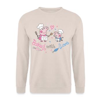 Peppa Pig Design Baked With Love - Unisex Sweatshirt - sand - Front - Alina (178cm) & Michal (187cm)