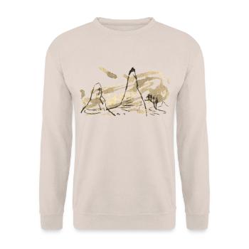 Berge Landschaft / Tusche Berg - Unisex Pullover - Sand - Vorne - Alina (178cm) & Michal (187cm)