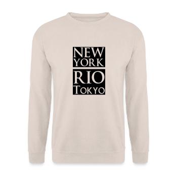 New York, Rio, Tokyo - Unisex Sweatshirt - sand - Front - Alina (178cm) & Michal (187cm)