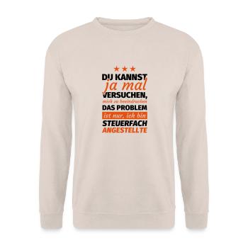 Steuerfachangestellte - Unisex Pullover - Sand - Vorne - Alina (178cm) & Michal (187cm)