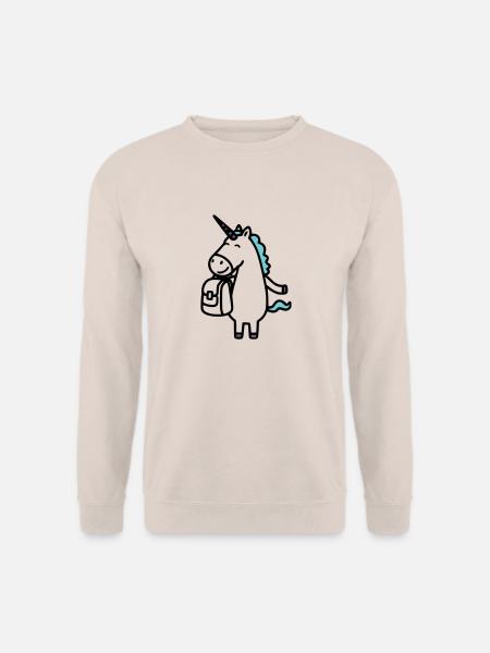 Licorne joyeuse pour l’inscription à l’école avec cartable - Sweat-shirt Unisexe - sable