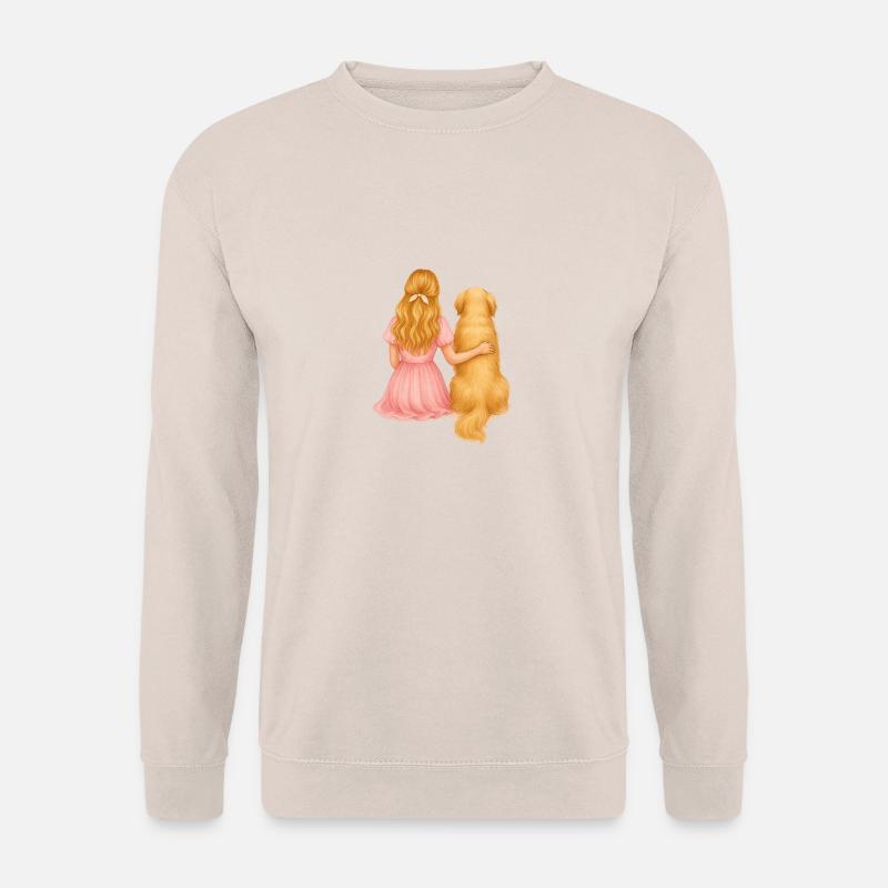 Blonde Frau mit Golden Retriever - Unisex Pullover - Sand