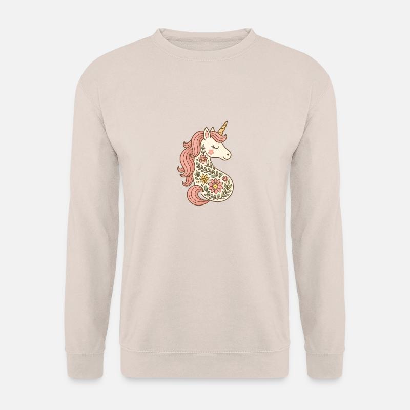 Magisches Einhorn mit Blumen – Zauberhaftes Design - Unisex Pullover - Sand