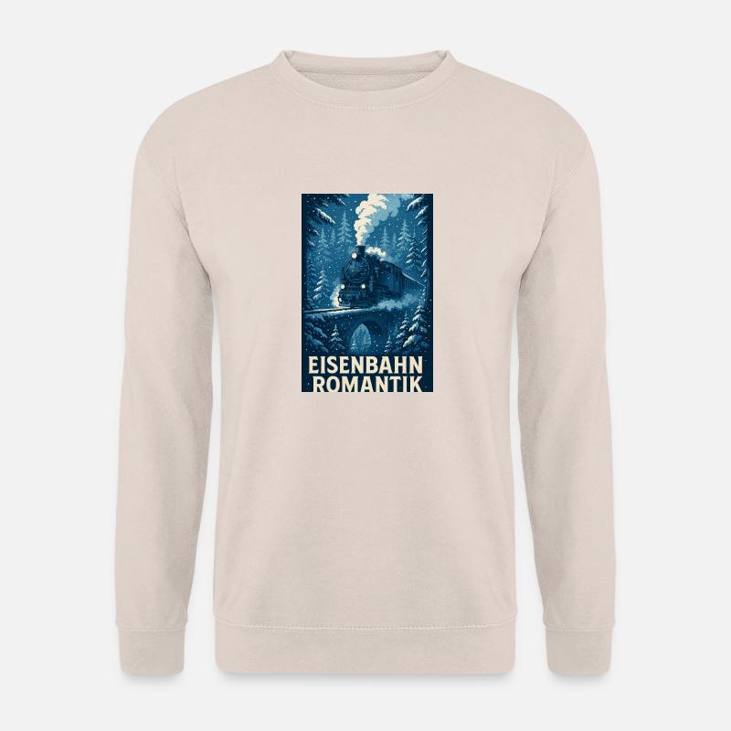 Eisenbahn Dampflok Winter Wald Romantik - Unisex Pullover - Sand