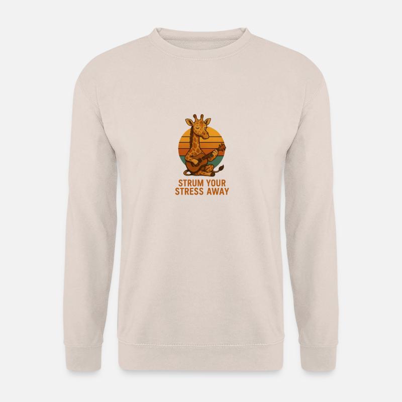 Strum Your Stress Away – Giraffe mit Gitarre im Vi - Unisex Pullover - Sand