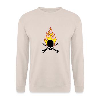 fire_skull_bones_b_3c - Sweat-shirt Unisexe - sable - Devant - Alina (178cm) & Michal (187cm)